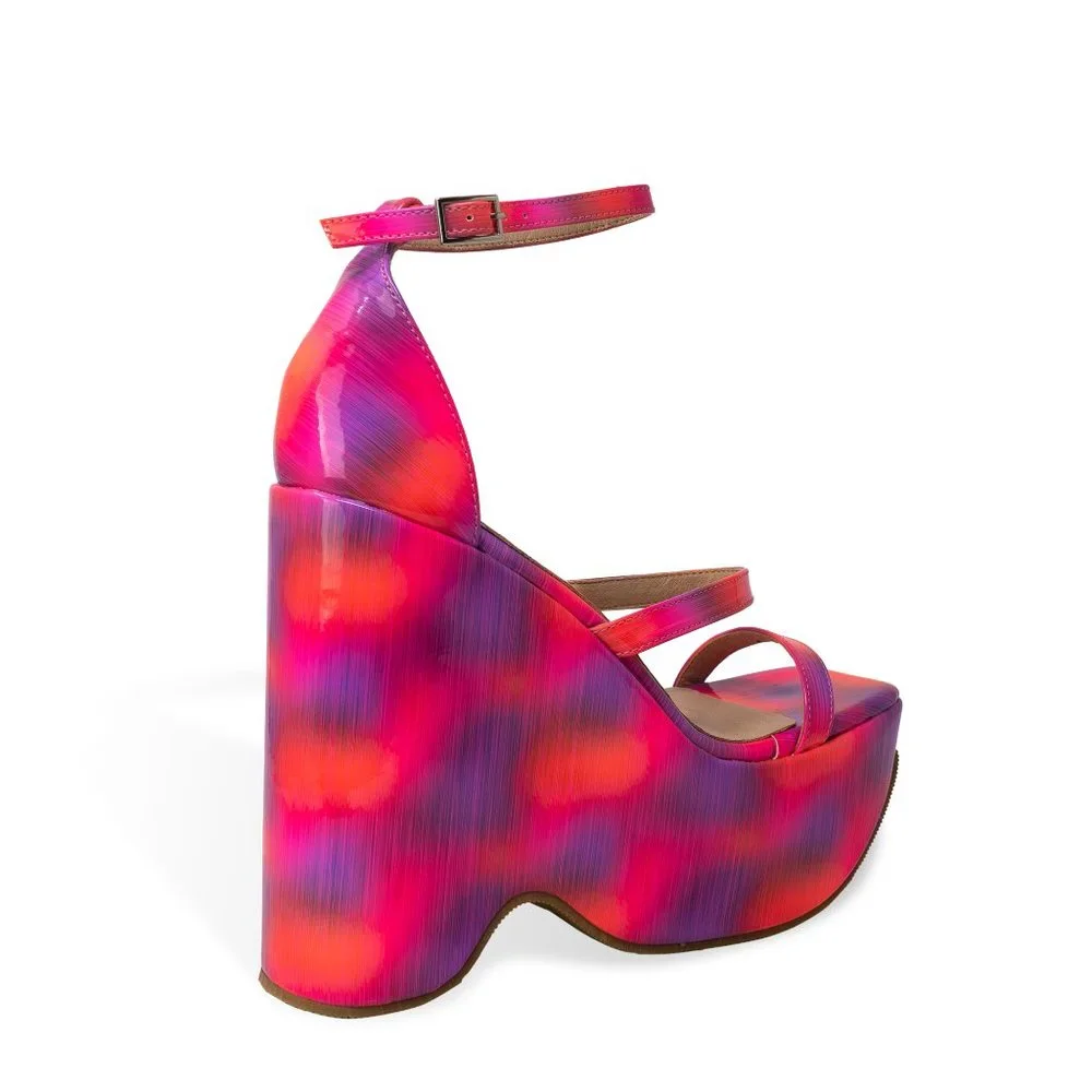 Chase & Chloe Women’s Chunky Flatform Wedge Slide Heeled Sandal